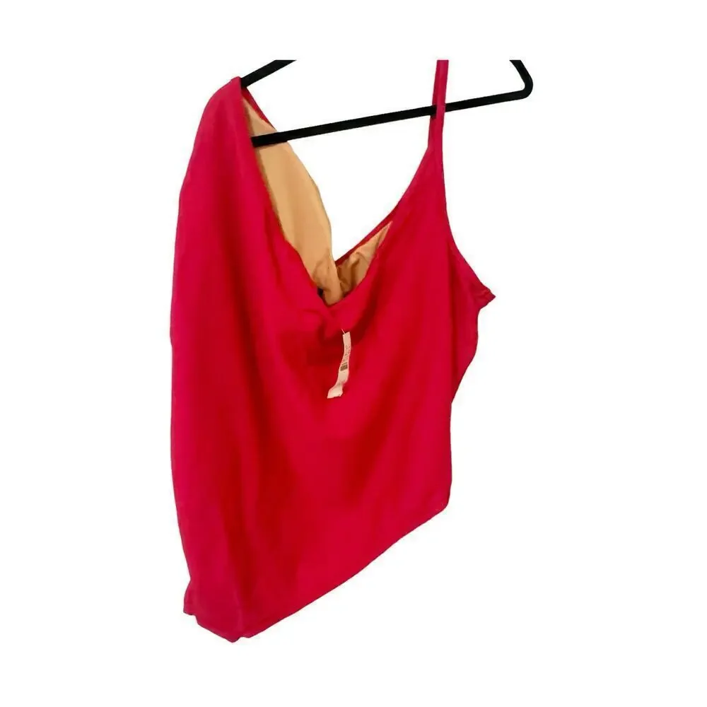 J. Crew NWT Ribbed One-Strap Modern One-Piece Swimsuit Wild Hibiscus Size 24 NWT